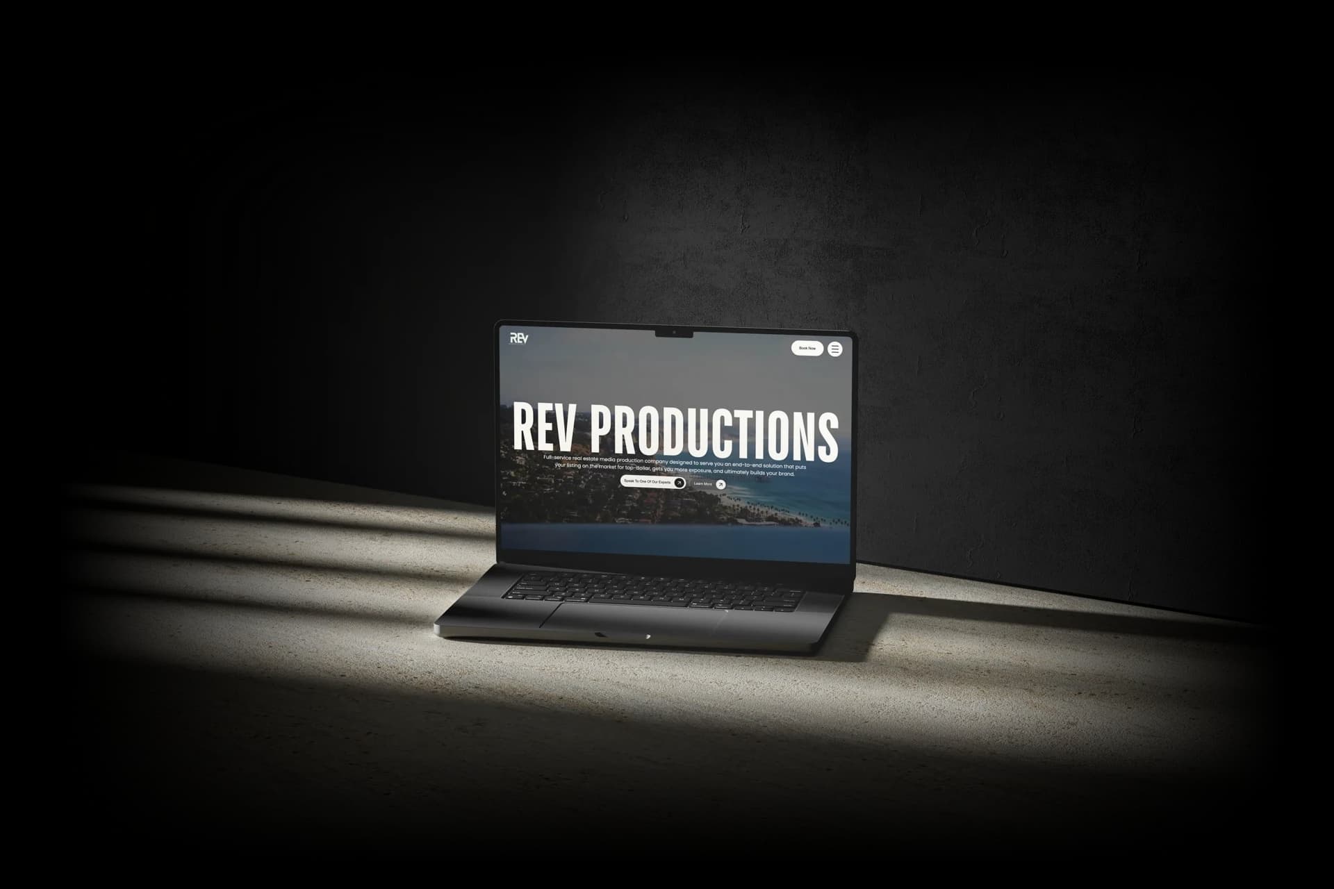 Rev Productions website preview highlighting media production visuals